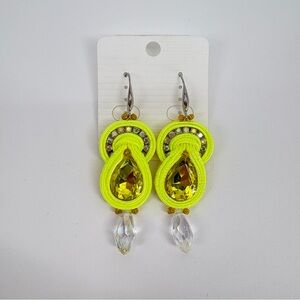 Handmade Earrings Soutache‎ handcrafted White dangled